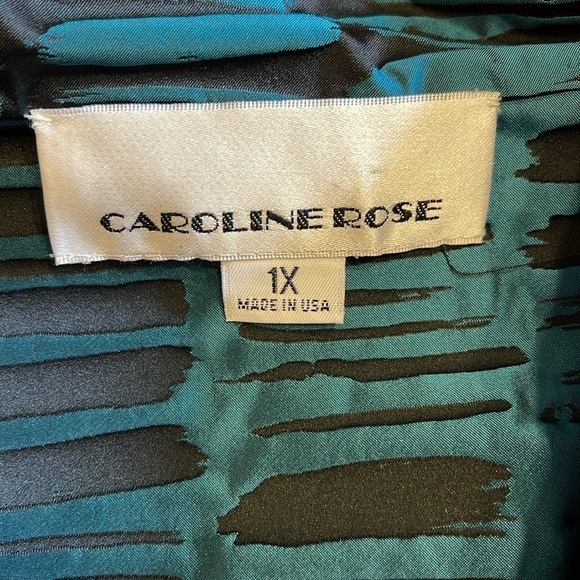 Caroline Rose 1X open very light jacket in turquoise  and black - Picture 3 of 5